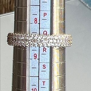 Suzy Levian Sterling Silver Micro-Pave White Cubic Zirconia Eternity Band